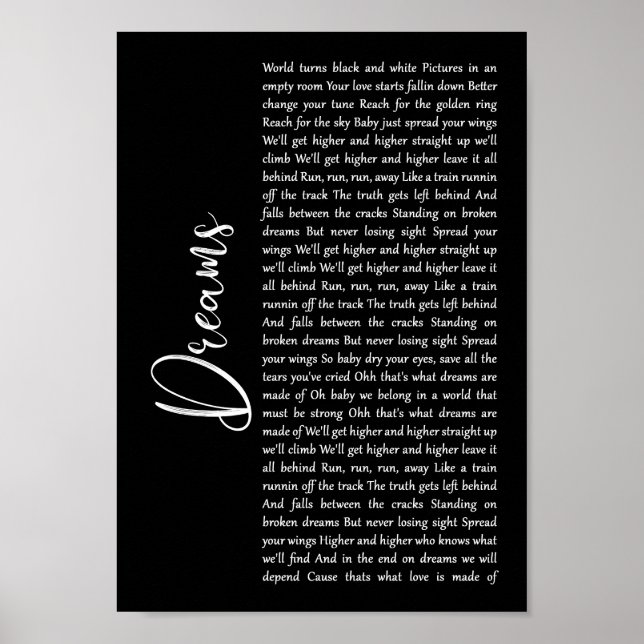 Your favourite song lyrics and music made into wal poster (Front)
