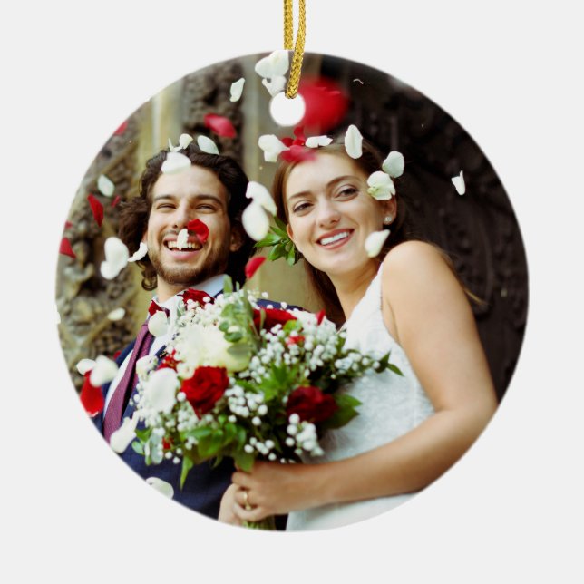 Your Favourite Wedding Photos Ceramic Tree Decoration (Front)