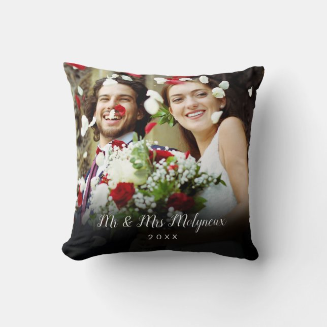 Your Favourite Wedding Photos Script Name Date Cushion (Front)