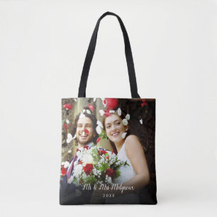 Your Favourite Wedding Photos Script Name Date Tote Bag