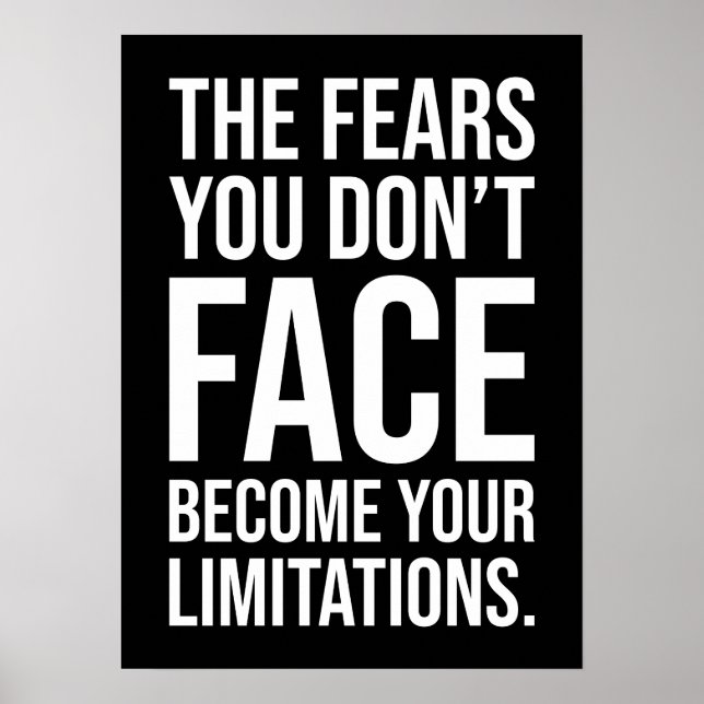 Your Fears Become Limits, Gym, Hustle, Success Poster (Front)