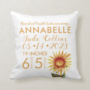 Your First Breath Sunflower Baby Birth Cushion