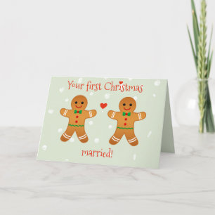 Your First Christmas Married!  Gingerbread Men Holiday Card