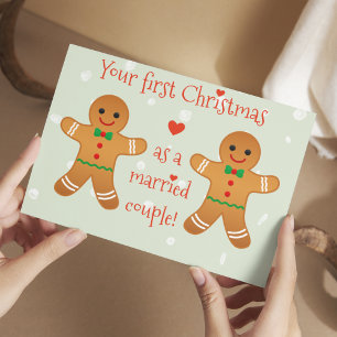 Your First Christmas Married -  Gingerbread Men Postcard