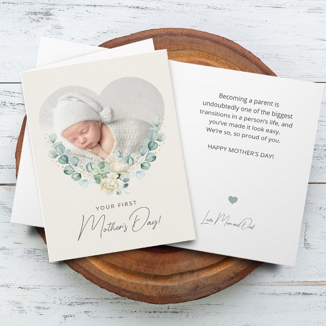 Your First Floral Photo Mother's Day Card (Your First Floral Photo Mother's Day)