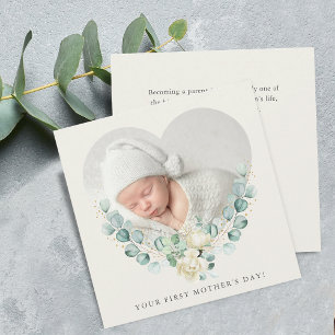 Your First Floral Photo Mother's Day Flat Card