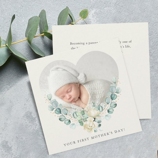 Your First Floral Photo Mother's Day Flat Card (Your First Floral Mother's Day Flat Card)