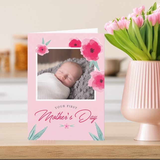 Your First Mother's Day Flower Photo Greeting Card (Your First Mother's Day Flower Photo Greeting Card)