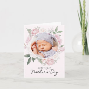 Your First Mother's Day Peony Flowers Photo Card