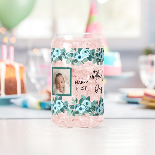 Your First Mother's Day Rose Greenery Photo Can Glass (Insitu (Birthday))