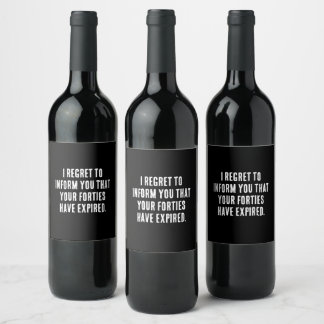 Your forties have expired, 50th birthday, funny wine label