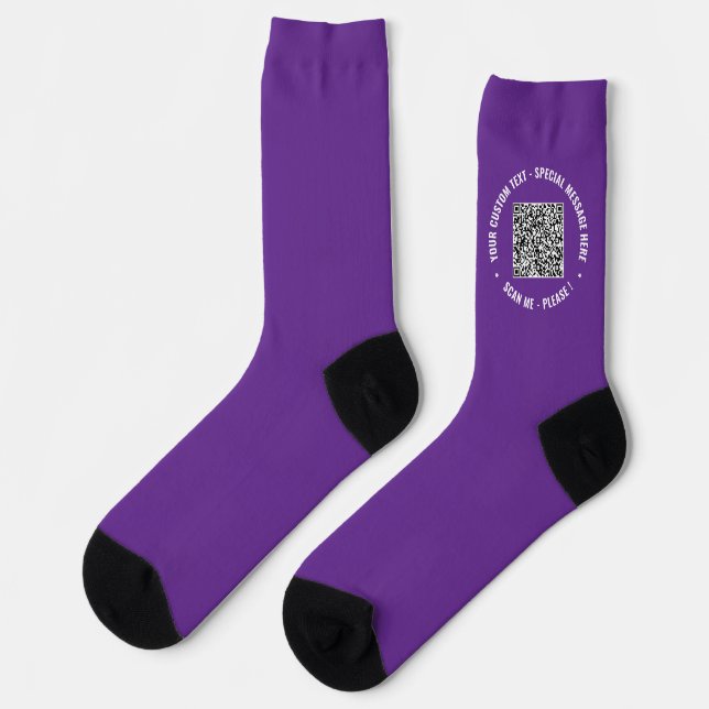 Your Funny QR Code and Custom Text Branded Socks (Left)