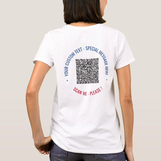 Your Funny QR Code T-Shirt Gift with Custom Text (Back)