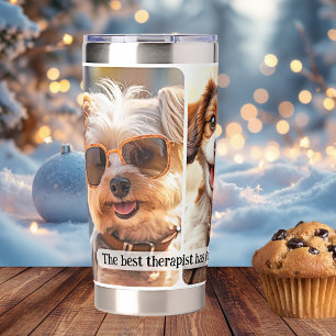 Your Funny Quote 3 Dog Photos Insulated Tumbler