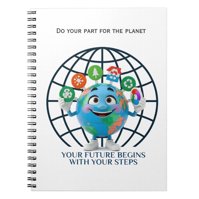 Your Future Your Steps Earth Day Sustainability Notebook (Front)