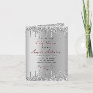 Your Glitter Silver Baby Shower Invitation Example