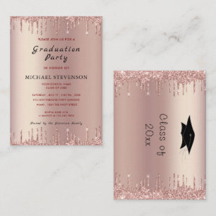 Your Graduation Party Invitation Rose Gold Glitter