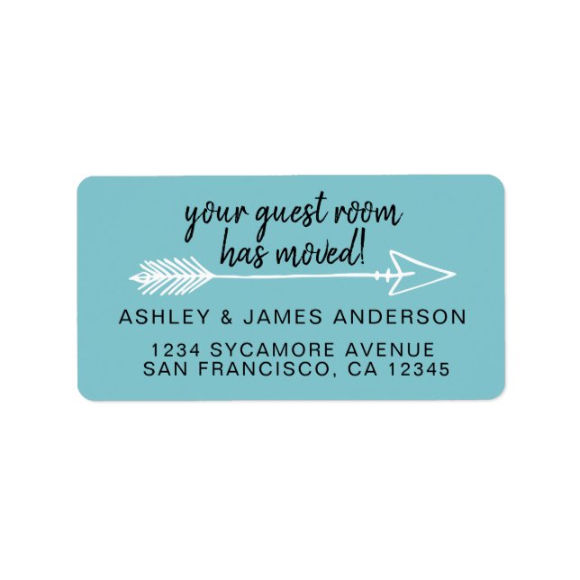 Your Guest Room Has Moved Angel Blue New Address Label (Front)