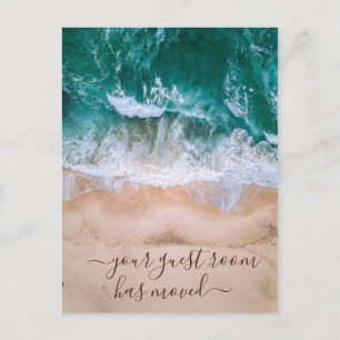 Your Guest Room has Moved Beach Ocean Sea Announcement Postcard