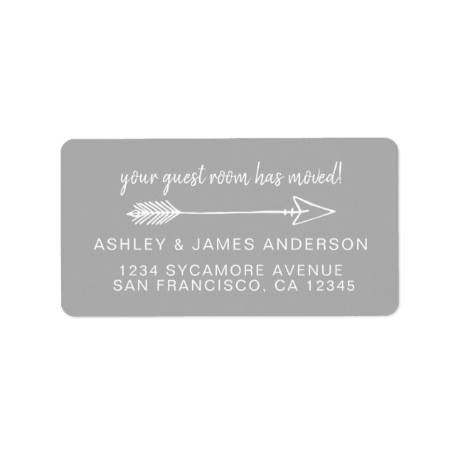Your Guest Room Has Moved Grey New Address Label (Front)