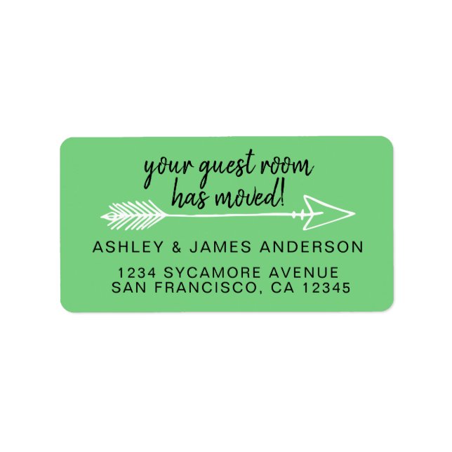 Your Guest Room Has Moved Summer Green New Address Label (Front)