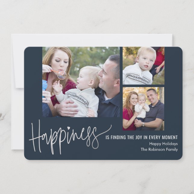 Your Happiness 3 Photos Holiday Photo Cards (Front)