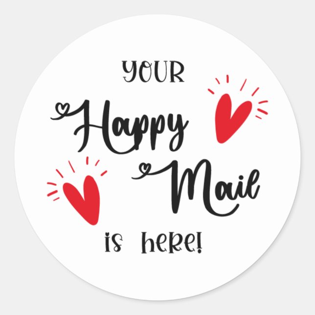 Your Happy Mail Is Here Sticker Snail Mail Round (Front)