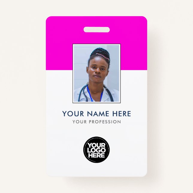Your Health Care Company Logo Photo Clip Name ID Badge (Front)