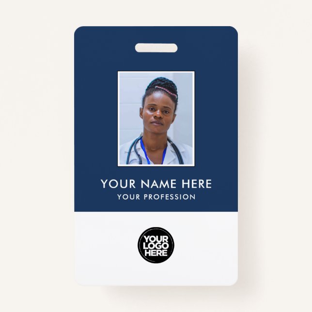 Your Health Care Company Logo Photo Clip Name ID Badge (Front)