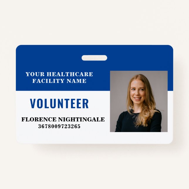 Your Health Care Company Photo Volunteer ID Badge (Front)