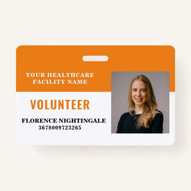 Your Health Care Company Photo Volunteer ID Badge (Front)