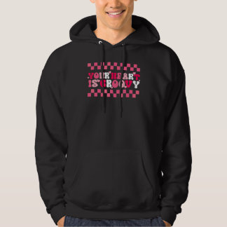 Your Heart is Groovy Pink Valentine's Day Graphic Hoodie