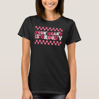 Your Heart is Groovy Pink Valentine's Day Graphic T-Shirt