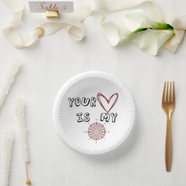 Your Heart is my Compass    Paper Plate (Wedding)