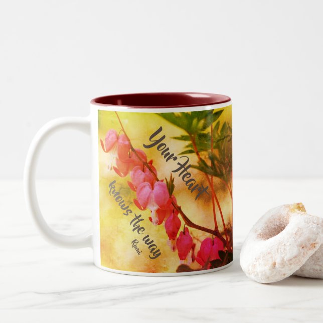 Your Heart Knows Bleeding Hearts Inspirational   Two-Tone Coffee Mug (With Donut)