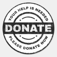 Your Help Is Needed Donation Stickers for Charity