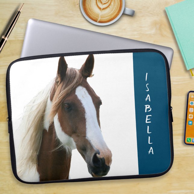 Your Horse Custom Pet Photo Portrait Laptop Sleeve (A laptop sleeve to personalize with your horse's name and photograph)