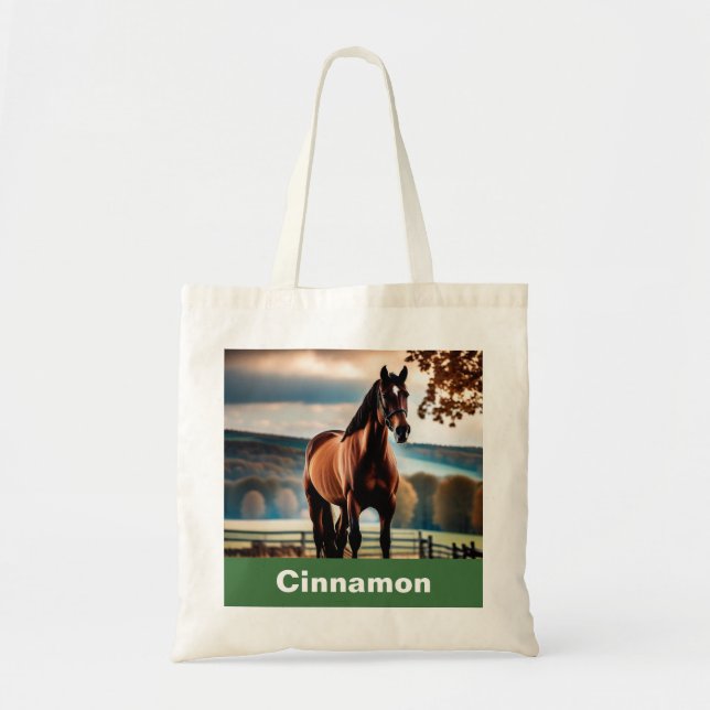Your Horse Photo Name Tote Bag (Front)
