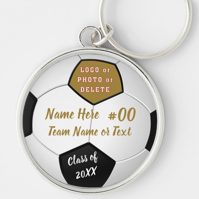 Your Image and Text, Senior Gift Ideas for Soccer Key Ring (Front)