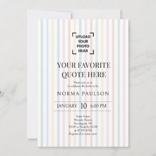 Your Image Colorful Vintage Stripe Bridal Shower Invitation