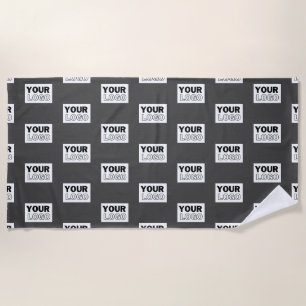 Your Image Design or Business Logo Tiled   Grey Beach Towel