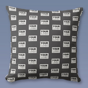 Your Image Design or Business Logo Tiled   Grey Cushion