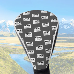 Your Image Design or Business Logo Tiled   Grey Golf Head Cover