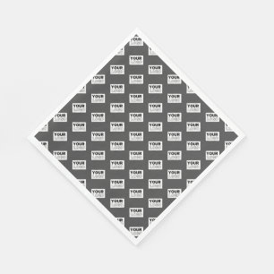 Your Image Design or Business Logo Tiled   Grey Napkin