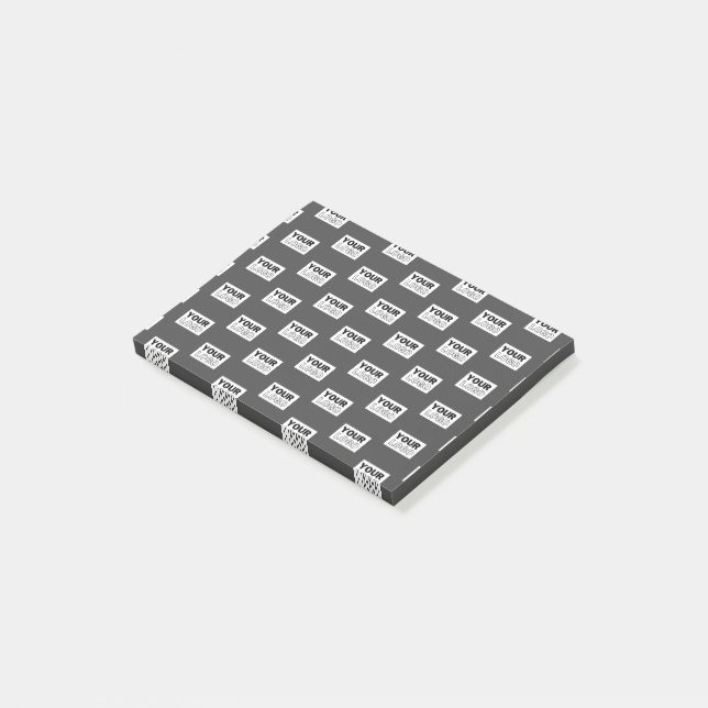 Your Image Design or Business Logo Tiled | Grey Post-it Notes (Angled)
