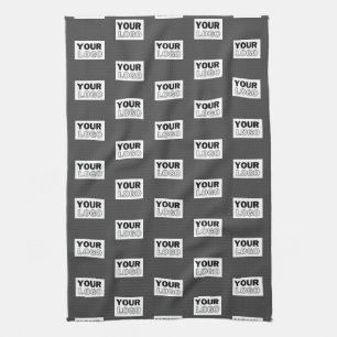 Your Image Design or Business Logo Tiled   Grey Tea Towel