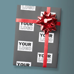 Your Image Design or Business Logo Tiled Grey Wrapping Paper