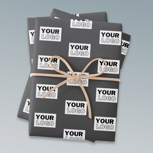 Your Image Design or Business Logo Tiled | Grey Wrapping Paper Sheet (Creator Uploaded)
