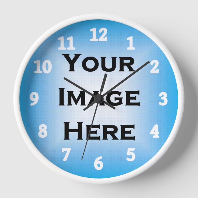 Your Image Large White Numbers Template Clock (Front)