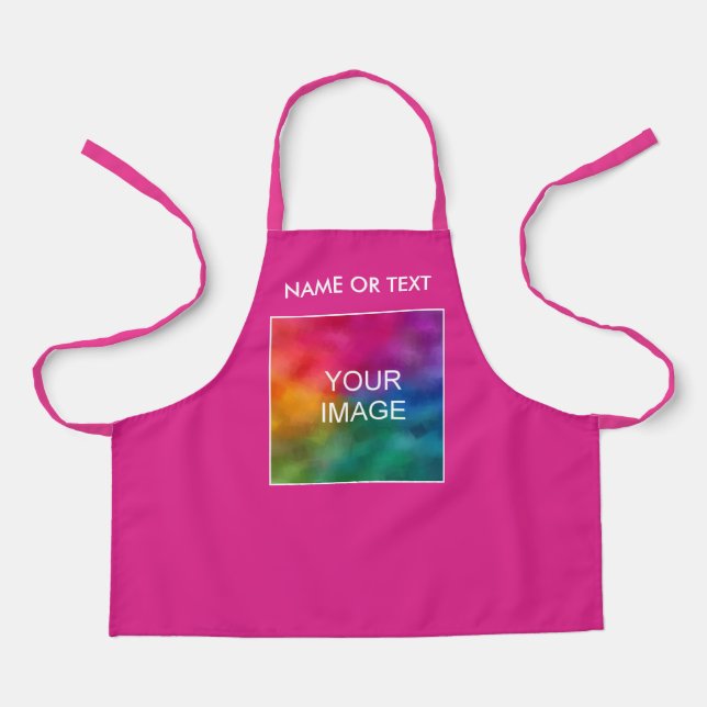 Your Image Photo Pink Add Text Or Name Kids Girls Apron (Front)